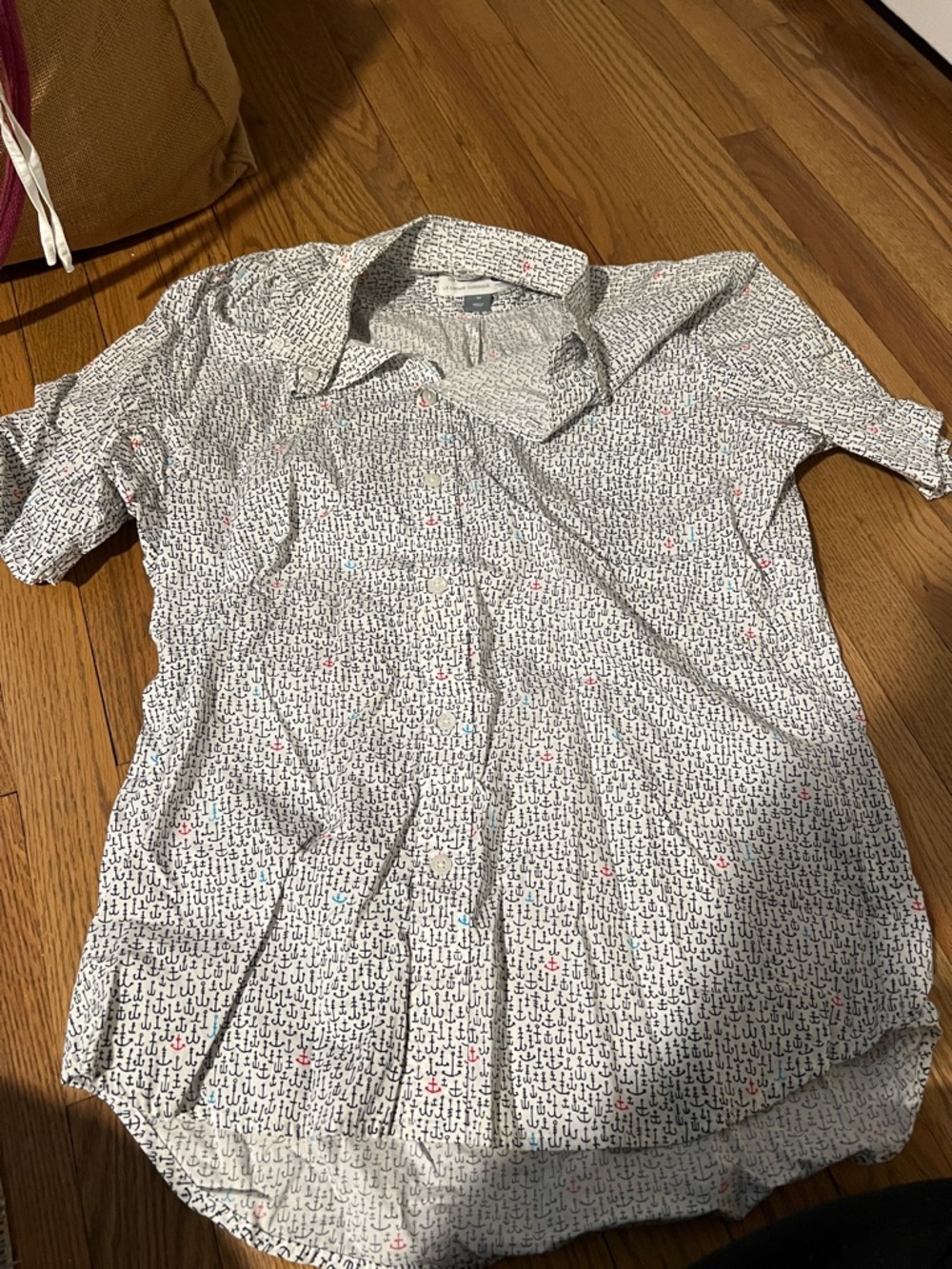 Men's Short-Sleeve Anchor Print Shirt - White